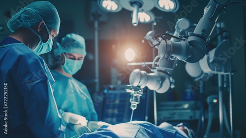Surgical Team Performing an Operation in a Modern Operating Room