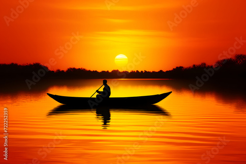 Fisherman Standing on boat ...
