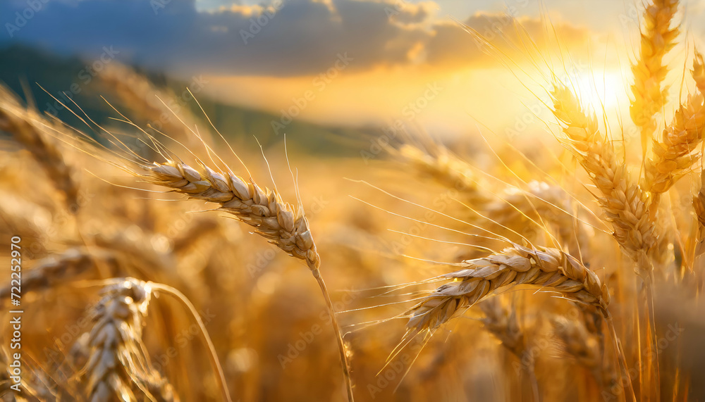golden wheat field during sunset golden wheat field during sunset