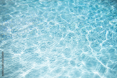 Background of pool water surface. Abstract blue water. Background texture. Water in swimming pool. Copy space.