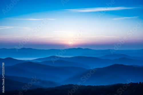 Mountain rock, sunset and s...
