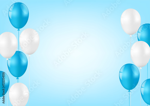 Blue Celebration Background with Balloon. Background for Valentine's Day, Wedding Celebration, Mother's Day or Anniversary. Vector Illustration.