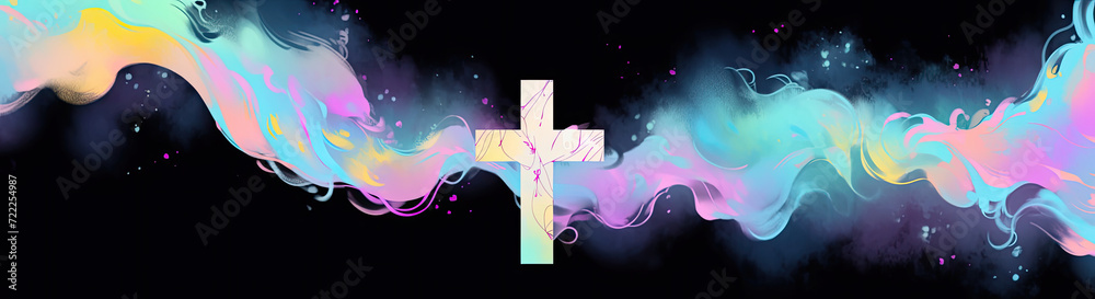 Cross Standing on Black Background Cross Standing on Black Background