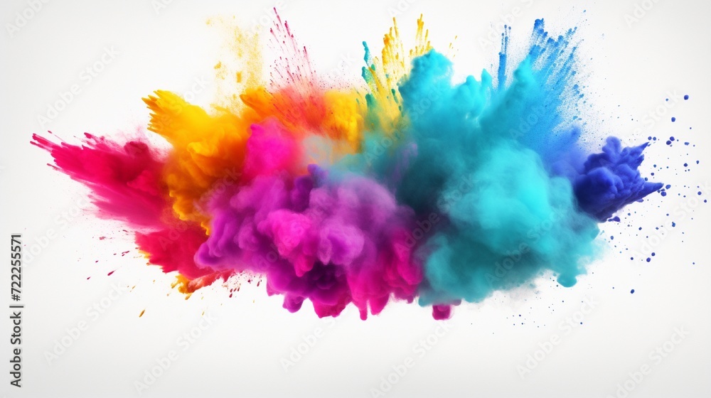 Explosion of colored powder isolated on white background. 3d rendering Explosion of colored powder isolated on white background. 3d rendering