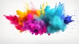 Explosion of colored powder isolated on white background. 3d rendering