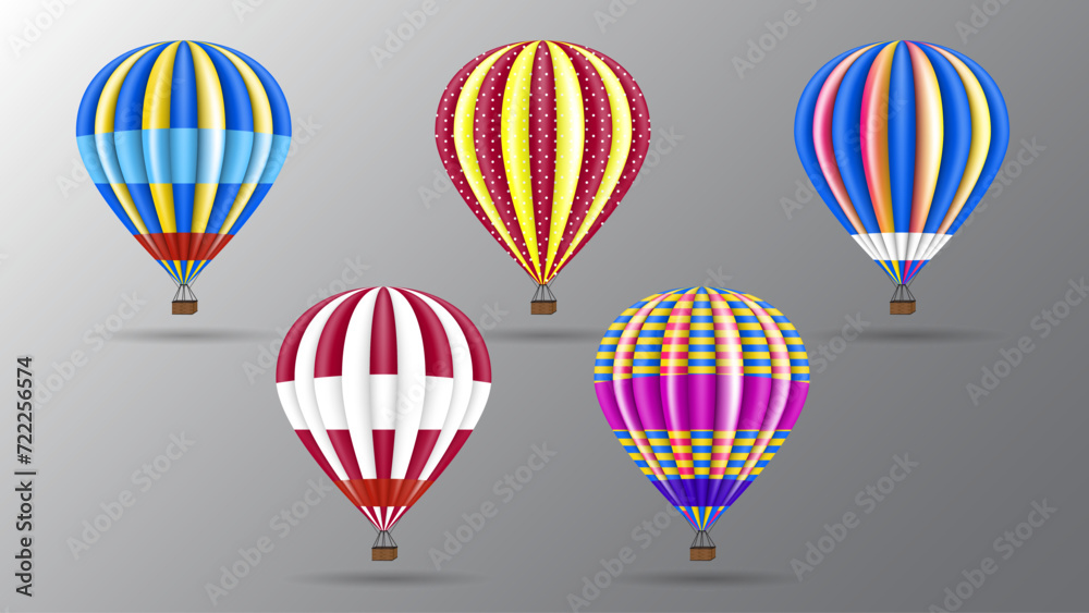 Vector illustration of hot air balloon with full color and texture. Realistic vector.