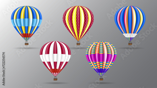 Vector illustration of hot air balloon with full color and texture. Realistic vector.