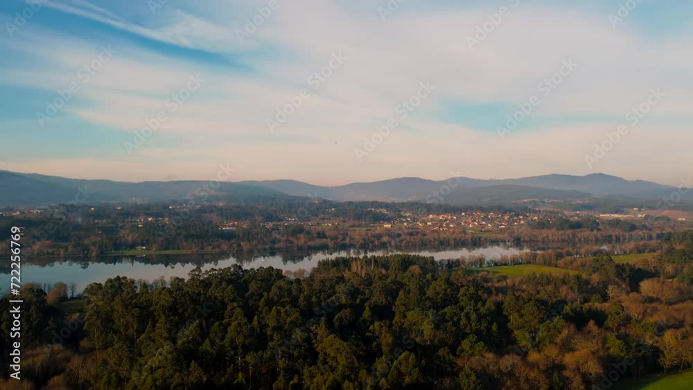 Aerial view of Minho river between Galiza and Portugal Aerial view of Minho river between Galiza and Portugal
