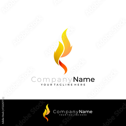 Abstract fire design , Burning logo with 3d colorful