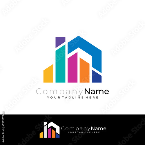 House logo template, building design colorful, business