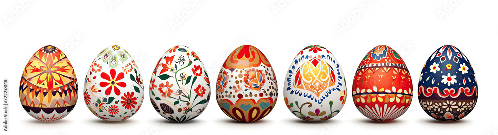 Colorful Painted Egg Row on Display Colorful Painted Egg Row on Display