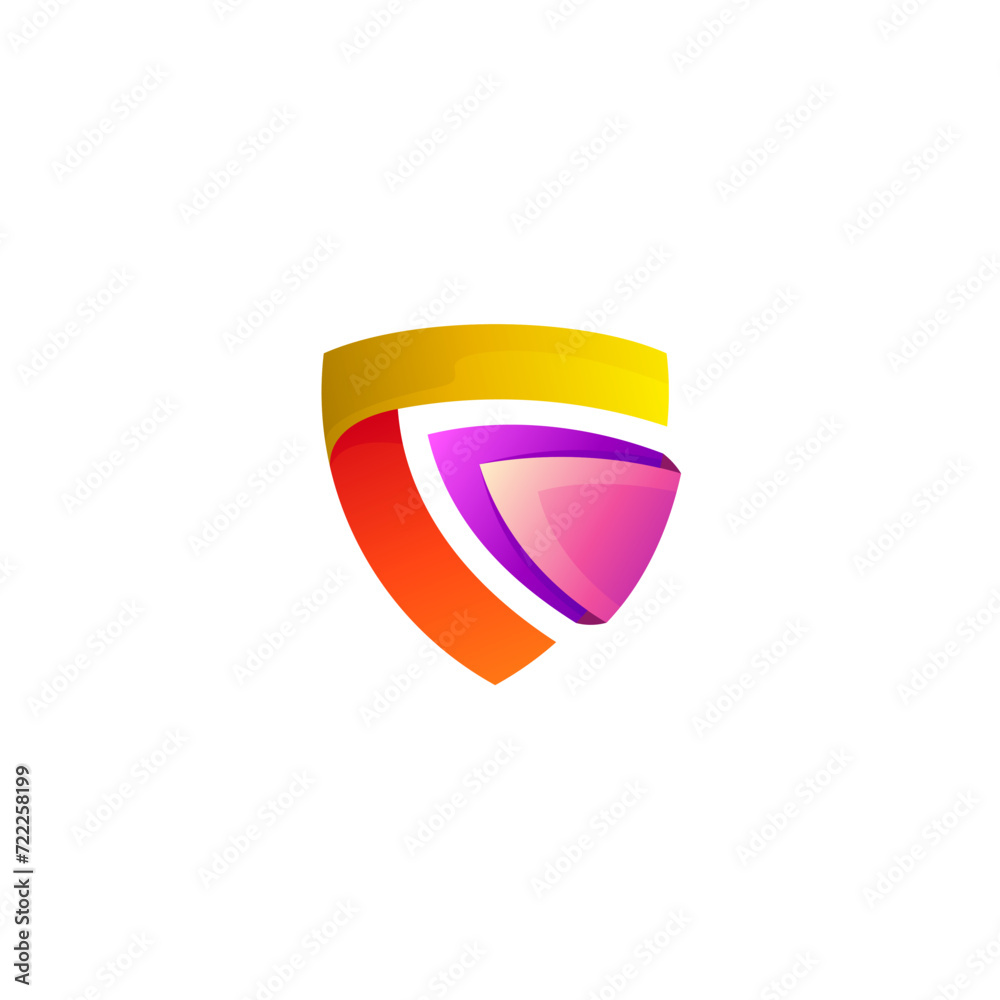 Shield logo with 3d colorful design, security icon