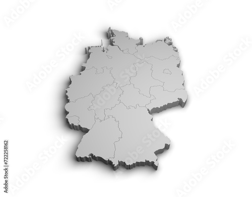 3d Germany map illustration white background isolate