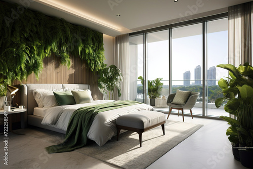 modern bed room.  © Shades3d
