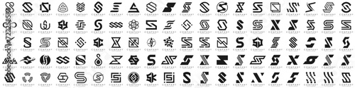 collection abstract letter S logo design. modern logotype S design with black color. vector illustration