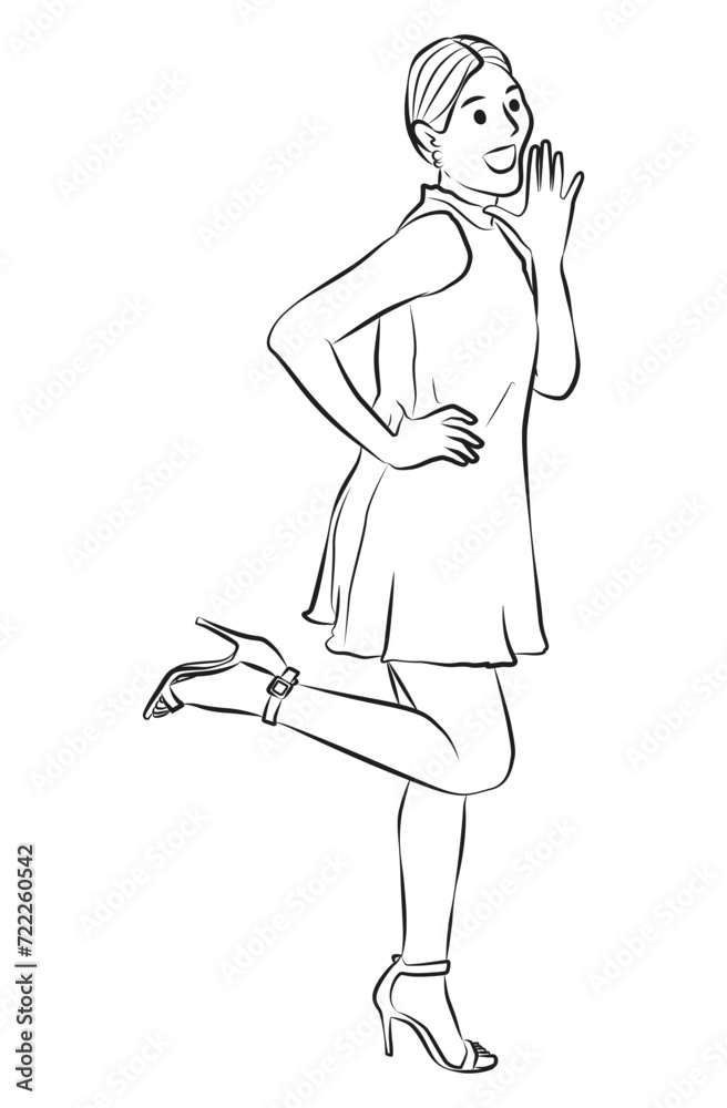 woman wow surprise pose cartoon illustration