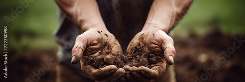 Nurturing Growth: Close-up of Farmer's Hands Cradling Rich Soil in the Field