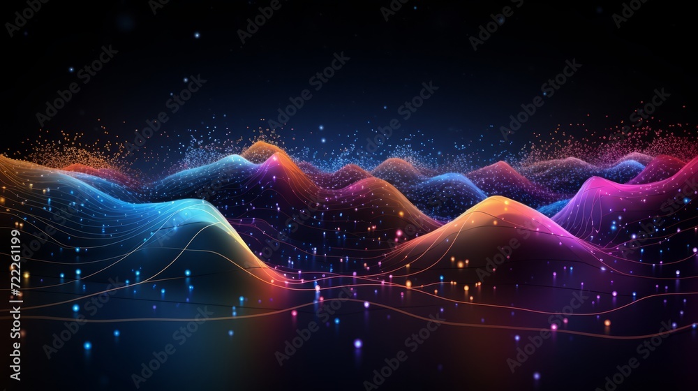 Data Stream Visualization: Flowing Lines & Illuminated Nodes Convey Digital Movement. Experiment with Color for Captivating Effect Data Stream Visualization: Flowing Lines & Illuminated Nodes Convey Digital Movement. Experiment with Color for Captivating Effect