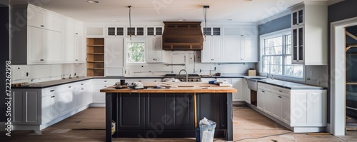 Spacious Kitchen With a Large Island in the Center