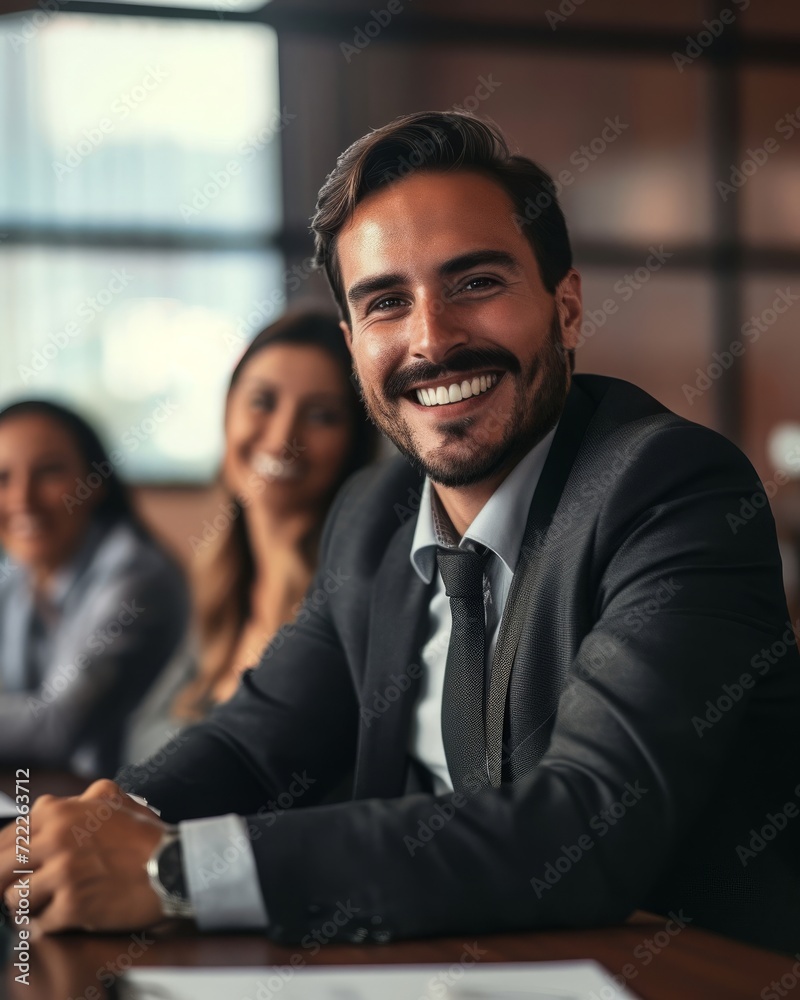 Smiling Group of People Sitting at a Table Smiling Group of People Sitting at a Table