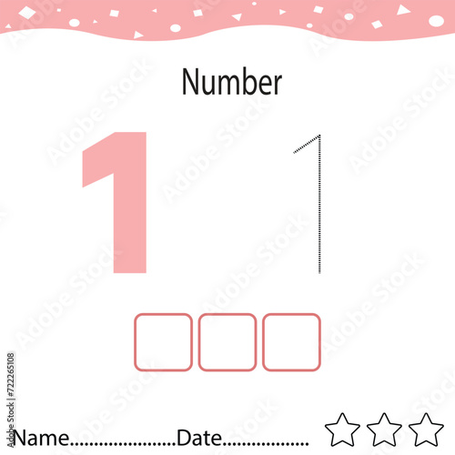 Tracing worksheet number 1 and write the words. Worksheet that is suitable for learning to write number 1