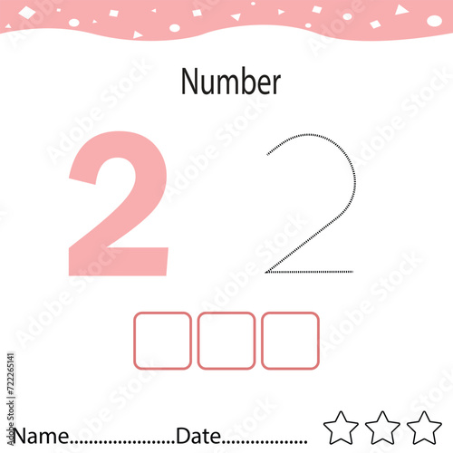 Tracing worksheet number 2 and write the words. Worksheet that is suitable for learning to write number 2