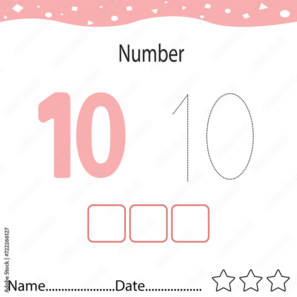 Tracing worksheet number 10 and write the words. Worksheet that is suitable for learning to write number 10 Tracing worksheet number 10 and write the words. Worksheet that is suitable for learning to write number 10