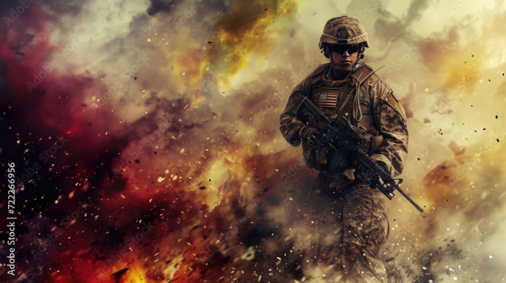 Army Soldiers in Battle, Generative AI