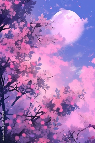Cherry Blossom Silhouetted Against a Purple Sky. A Twilight Symphony of Nature Beauty. © Fatema