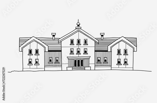 hand drawn sketch of a house