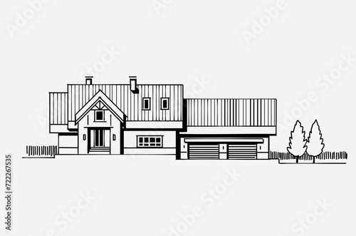 hand drawn sketch of a house
