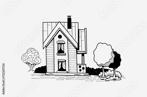 hand drawn sketch of a house