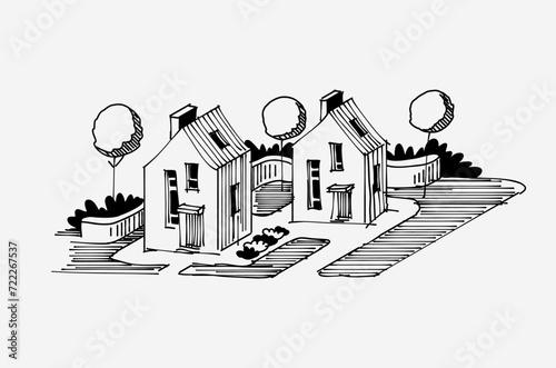 hand drawn sketch of a house