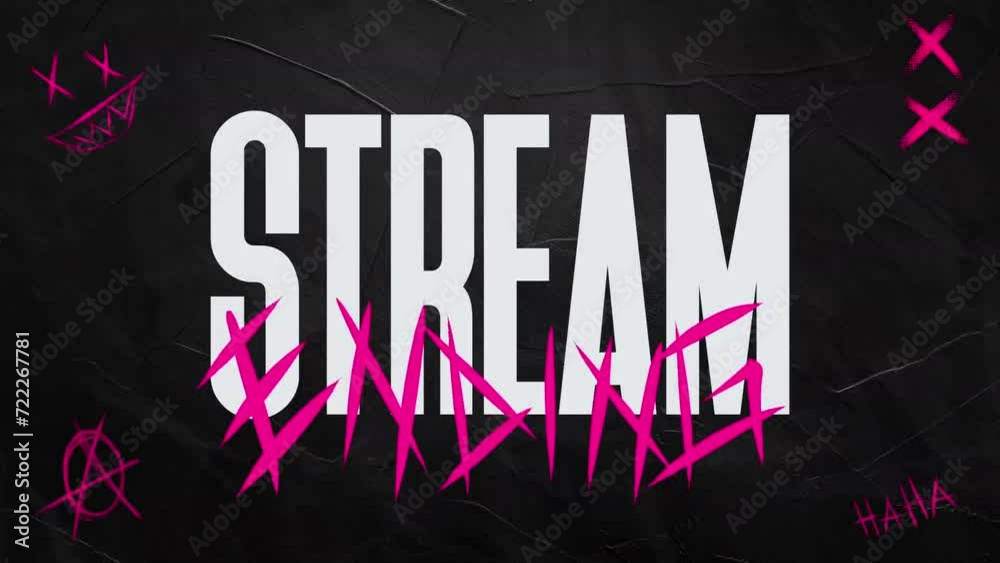 Grunge stream overlay stream ending, vintage streaming design, gritty texture, broadcast conclusion, retro streaming elements, vintage aesthetic, distressed background, streaming outro.