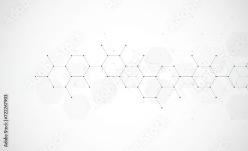 Abstract hexagonal background. Molecular structure and genetic engineering. Innovation technology. Used for design healthcare, science and medicine background