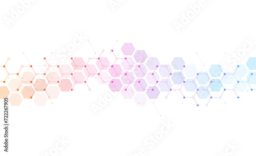 Abstract hexagonal background. Molecular structure and genetic engineering. Innovation technology. Used for design healthcare, science and medicine background