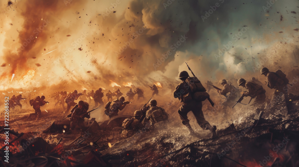 Army Soldiers in Battle, Generative AI