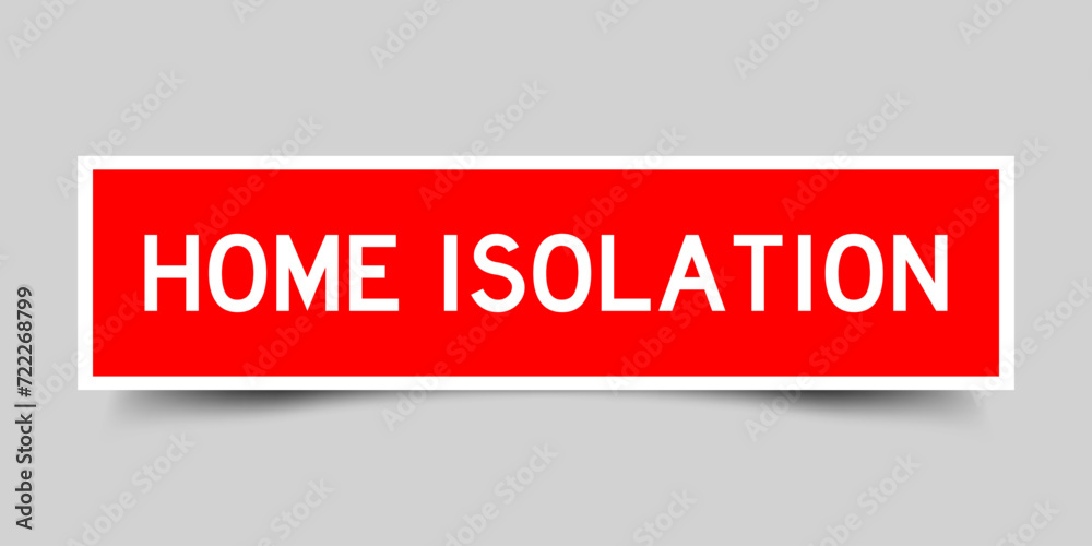 Sticker label with word home isolation in red color on gray background Sticker label with word home isolation in red color on gray background