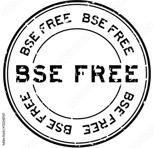 Grunge black BSE (bovine spongiform encephalopathy) free word round rubber seal stamp on white background photo