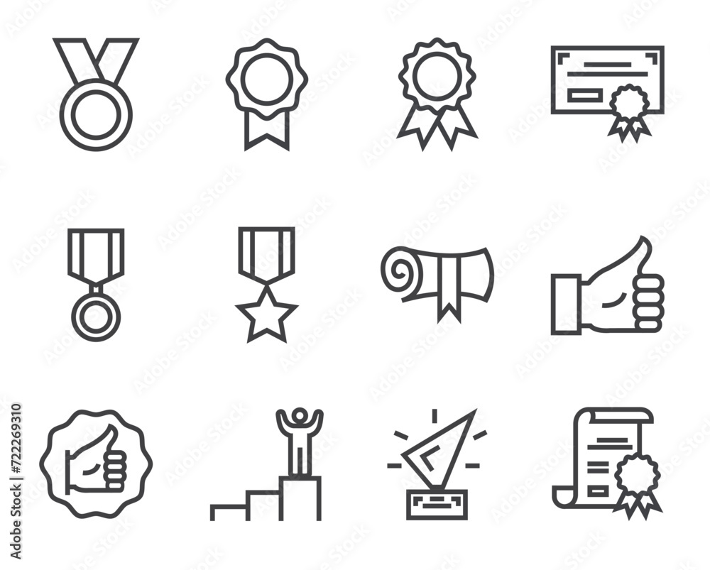 Award line icons. Set of outline symbols, simple graphic elements, modern linear style black pictograms collection. Vector line icons set Award line icons. Set of outline symbols, simple graphic elements, modern linear style black pictograms collection. Vector line icons set