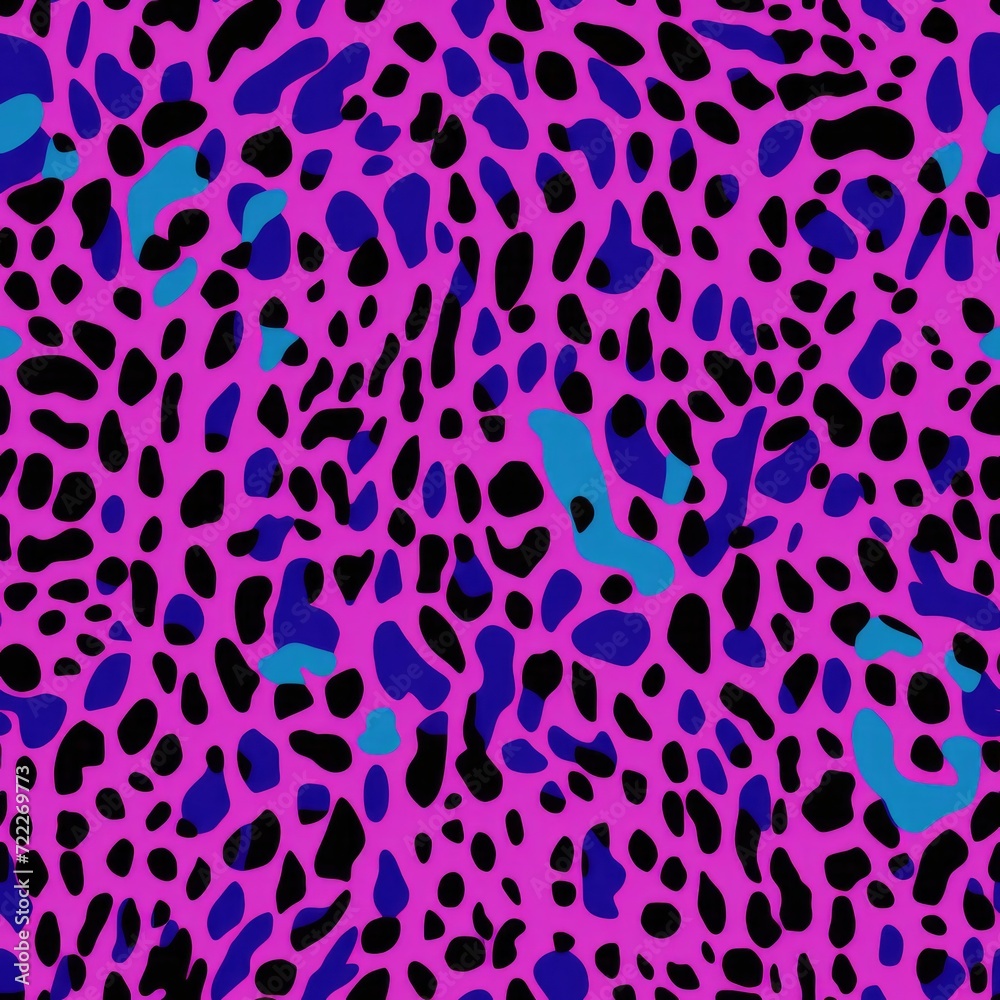 Electric Blue and Magenta Leopard Pattern. A dynamic leopard pattern with electric blue and magenta on a dark background. Electric Blue and Magenta Leopard Pattern. A dynamic leopard pattern with electric blue and magenta on a dark background.