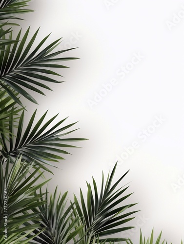 Design element for presentation layout on white background with shadow. Palm leave closeup realistic