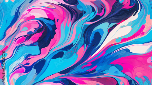 Energetic abstract visual of swirling paint with a lively mix of bold colors  resembling a psychedelic pattern.