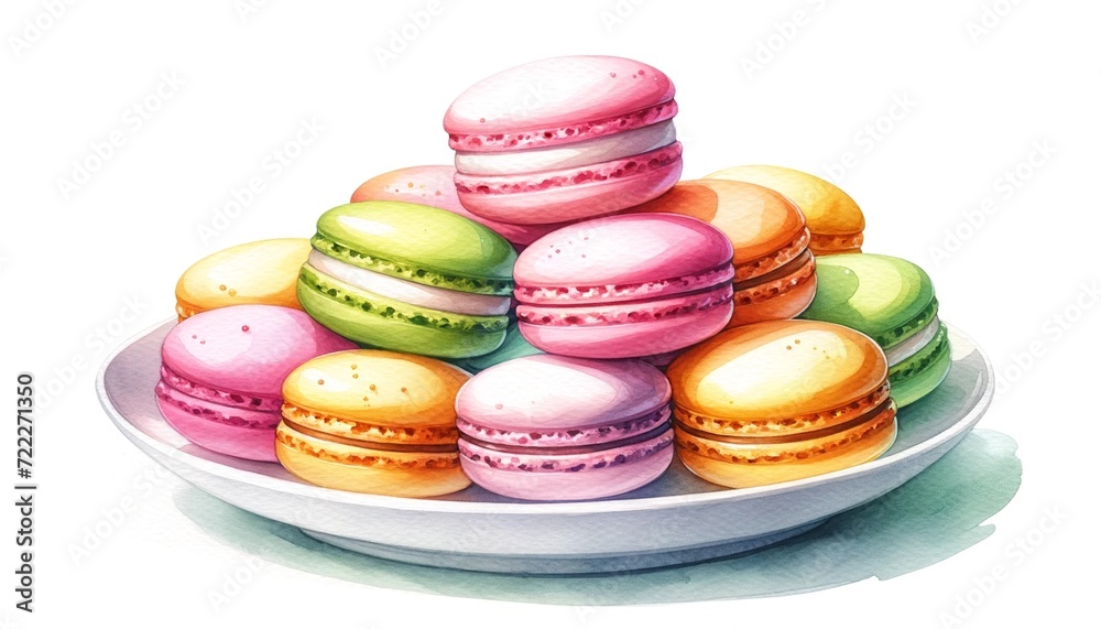 Obraz premium colorful macarons in a watercolor style 