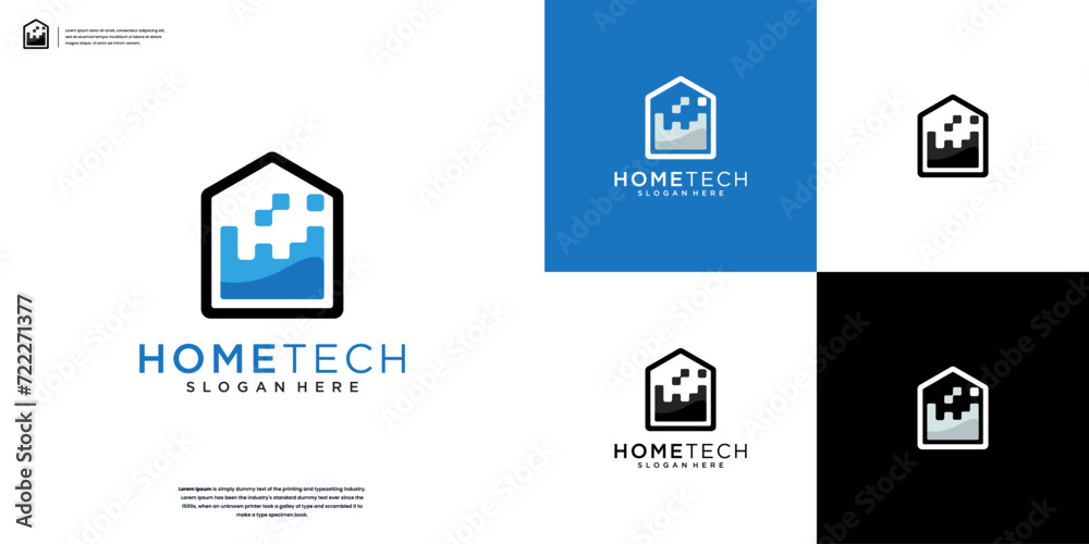 Home tech digital logo design vector Home tech digital logo design vector