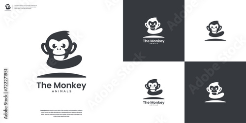 Minimalist monkey animals logo design