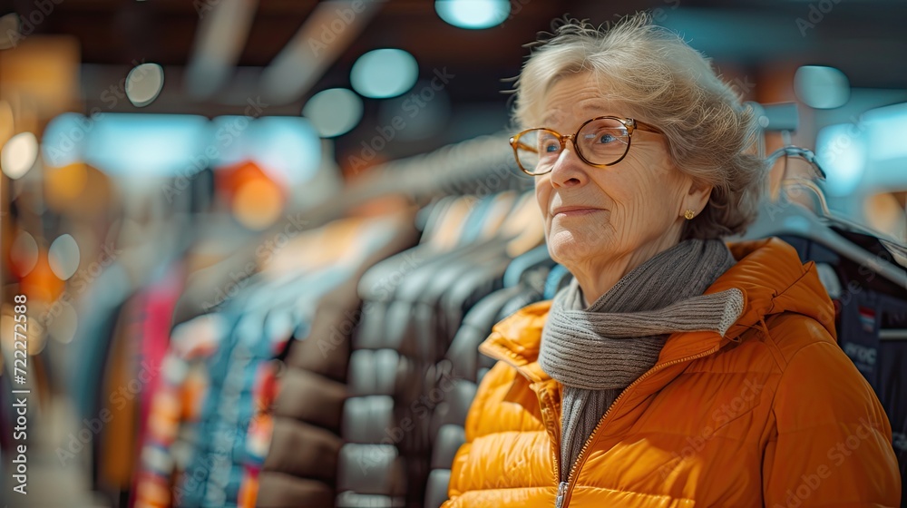 Happy senior woman shopping in a clothing store. Happy senior woman shopping in a clothing store.