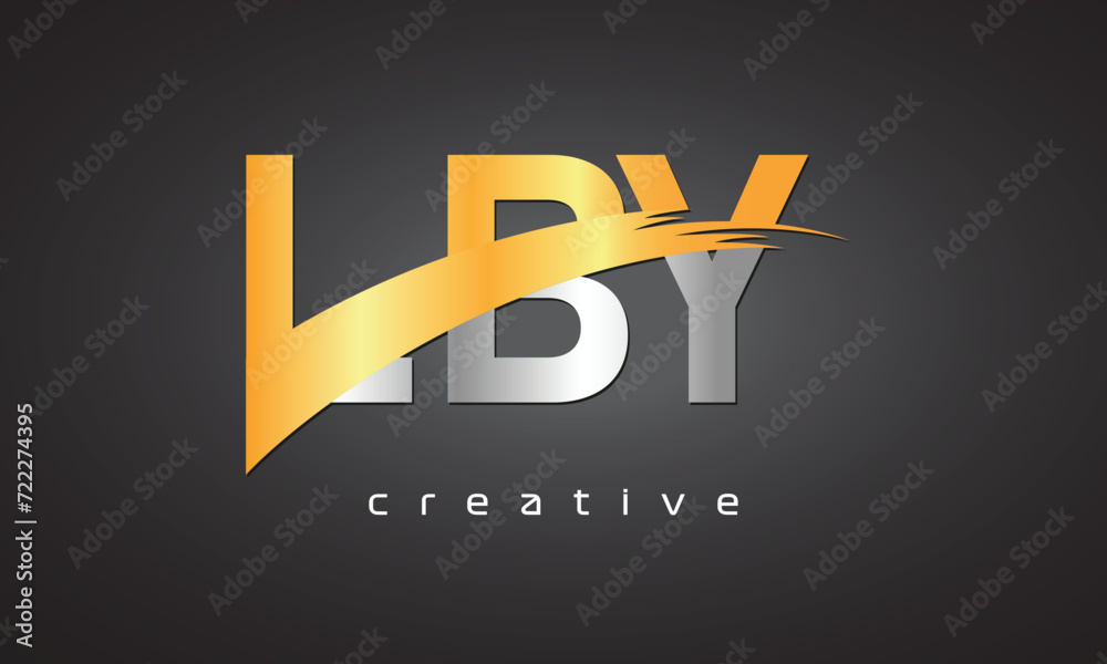 LBY Creative letter logo Desing with cutted