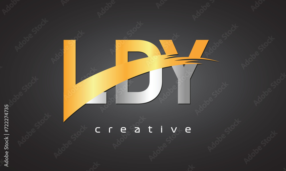 LDY Creative letter logo Desing with cutted