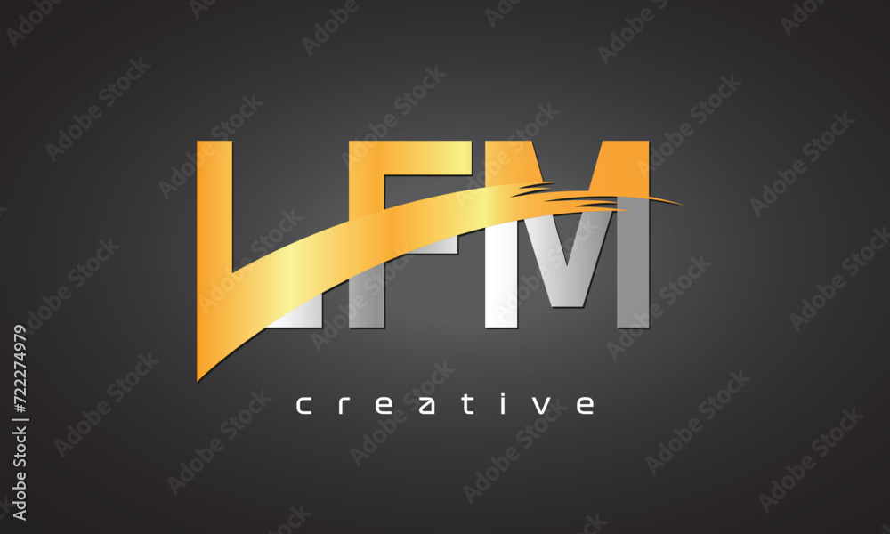 LFM Creative letter logo Desing with cutted LFM Creative letter logo Desing with cutted